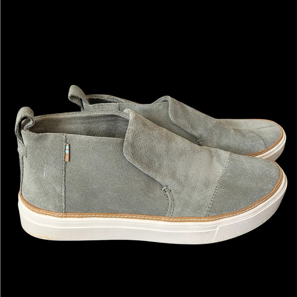 TOMS Paxton Suede Slip-on Sneakers in Vetiver Grey, Women’s Sz 8